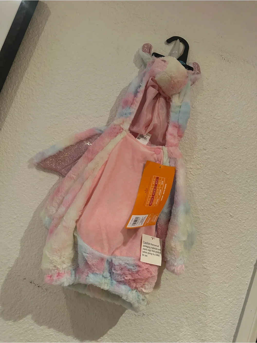 Infant Plush Rainbow Unicorn Hooded Costume - Pink